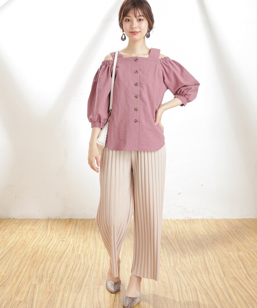 natural couture(ナチュラルクチュール)の「太プリーツリブカットパンツ(その他パンツ・レディース・ブラック/カーキ/モカ/ライトベージュ・FREE)」の15枚目の写真