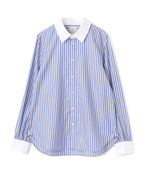 MAISON DE REEFUR（メゾンドリーファー）の「ストライプクレリックシャツ（シャツ/ブラウス・レディース・ホワイト/ブルー・38）」の2枚目の写真