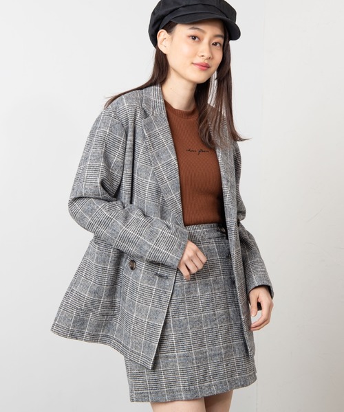 WEGO（ウィゴー）の「WEGO/【セットアップ対応商品】起毛チェックラップミニスカート（スカート・レディース・ブラウン系その他2/グレー系その他2・FREE）」の2枚目の写真