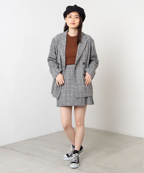 WEGO（ウィゴー）の「WEGO/【セットアップ対応商品】起毛チェックラップミニスカート（スカート・レディース・ブラウン系その他2/グレー系その他2・FREE）」の4枚目の写真