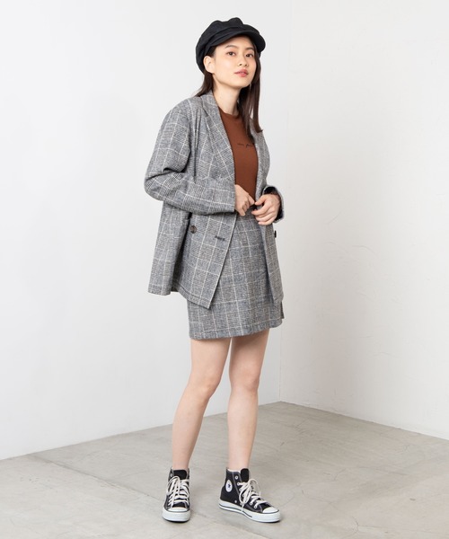 WEGO（ウィゴー）の「WEGO/【セットアップ対応商品】起毛チェックラップミニスカート（スカート・レディース・ブラウン系その他2/グレー系その他2・FREE）」の5枚目の写真