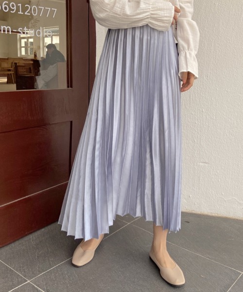 ABITOKYO（アビトーキョー）の「サテンプリーツスカート（スカート・レディース・ライトグレー/ブラック/ベージュ/ネイビー/ライトグリーン・MEDIUM/LARGE）」の11枚目の写真