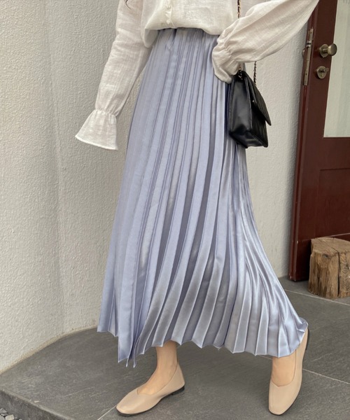 ABITOKYO（アビトーキョー）の「サテンプリーツスカート（スカート・レディース・ライトグレー/ブラック/ベージュ/ネイビー/ライトグリーン・MEDIUM/LARGE）」の15枚目の写真