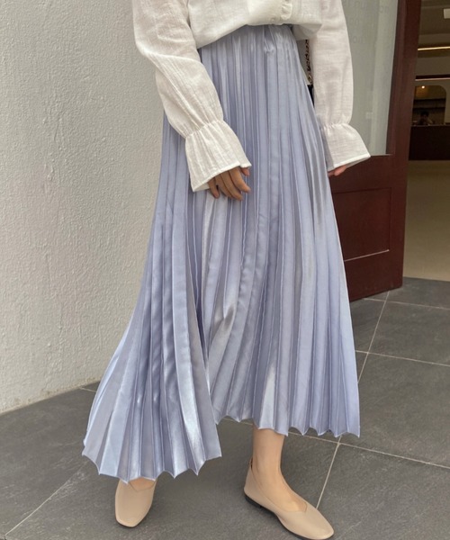 ABITOKYO（アビトーキョー）の「サテンプリーツスカート（スカート・レディース・ライトグレー/ブラック/ベージュ/ネイビー/ライトグリーン・MEDIUM/LARGE）」の16枚目の写真