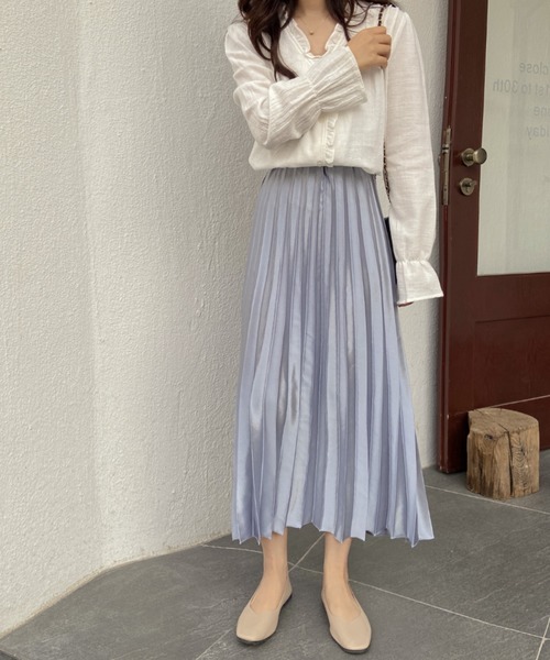 ABITOKYO（アビトーキョー）の「サテンプリーツスカート（スカート・レディース・ライトグレー/ブラック/ベージュ/ネイビー/ライトグリーン・MEDIUM/LARGE）」の17枚目の写真