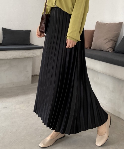 ABITOKYO（アビトーキョー）の「サテンプリーツスカート（スカート・レディース・ライトグレー/ブラック/ベージュ/ネイビー/ライトグリーン・MEDIUM/LARGE）」の6枚目の写真