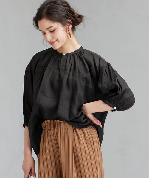 ルグラジック　シアーブラウス LE GLAZIK | シアーバンドカラーブラウス WOMEN（シャツ