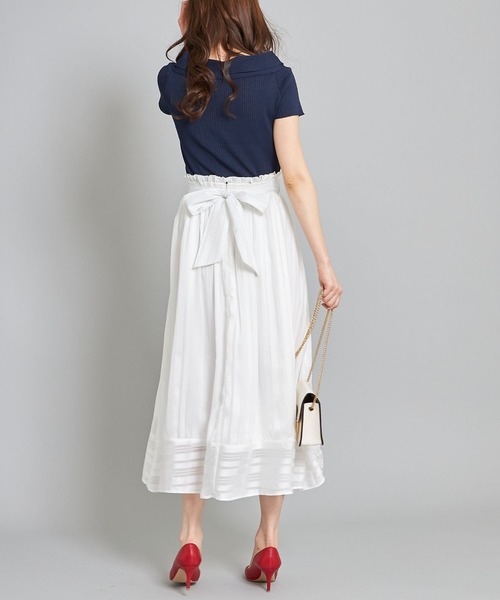 tocco closet(トッコ クローゼット)の「ウエストりぼん付きシアーストライプスカート(スカート・レディース・ブラック/オフホワイト・M)」の17枚目の写真