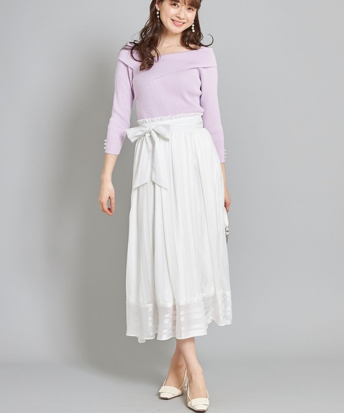 tocco closet(トッコ クローゼット)の「ウエストりぼん付きシアーストライプスカート(スカート・レディース・ブラック/オフホワイト・M)」の12枚目の写真