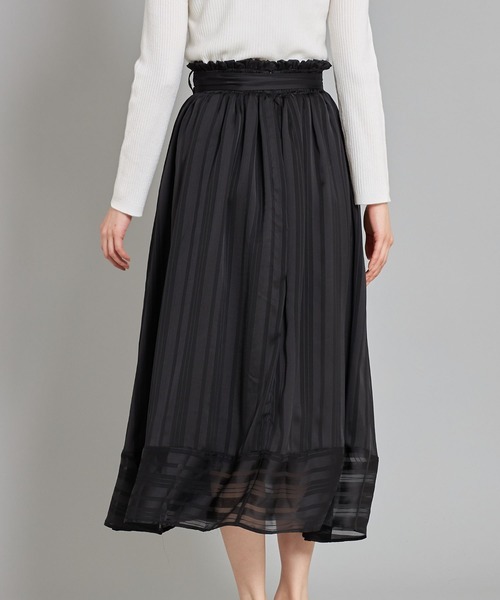 tocco closet(トッコ クローゼット)の「ウエストりぼん付きシアーストライプスカート(スカート・レディース・ブラック/オフホワイト・M)」の13枚目の写真