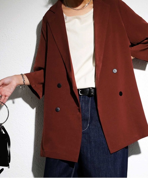 antiqua（アンティカ）の「カラージャケット（テーラードジャケット・レディース・ブラック/ホワイト系その他/ブラウン系その他/グリーン系その他/ブルー系その他/グレイッシュベージュ・FREE）」の3枚目の写真