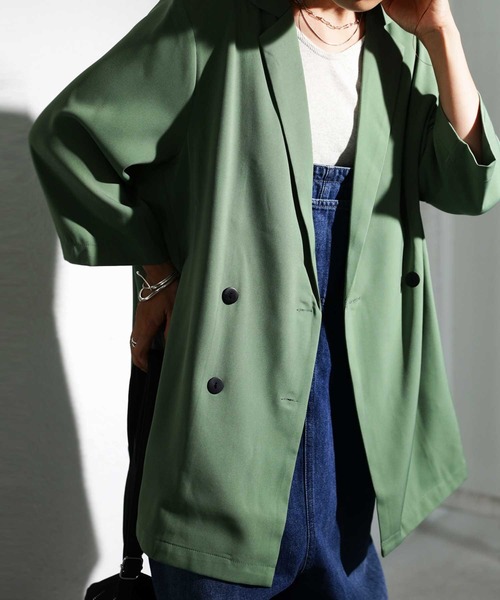 antiqua（アンティカ）の「カラージャケット（テーラードジャケット・レディース・ブラック/ホワイト系その他/ブラウン系その他/グリーン系その他/ブルー系その他/グレイッシュベージュ・FREE）」の5枚目の写真