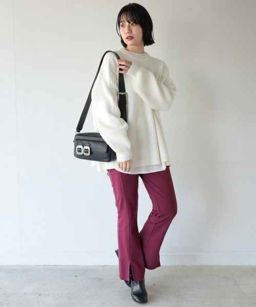 PAGEBOY（ページボーイ）の「フロントスリットプルオーバー（ニット/セーター・レディース・アクア/ブラック/オフホワイト・FREE）」の6枚目の写真