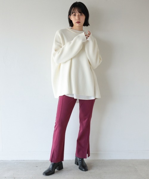 PAGEBOY（ページボーイ）の「フロントスリットプルオーバー（ニット/セーター・レディース・アクア/ブラック/オフホワイト・FREE）」の7枚目の写真