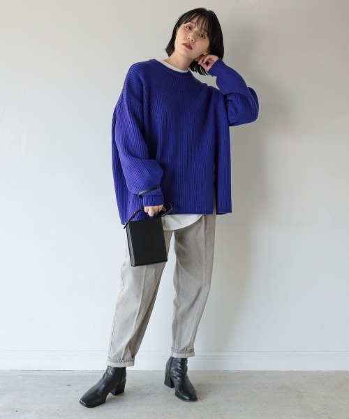 PAGEBOY（ページボーイ）の「フロントスリットプルオーバー（ニット/セーター・レディース・アクア/ブラック/オフホワイト・FREE）」の10枚目の写真