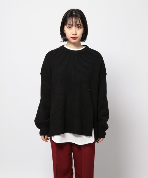 PAGEBOY（ページボーイ）の「フロントスリットプルオーバー（ニット/セーター・レディース・アクア/ブラック/オフホワイト・FREE）」の11枚目の写真