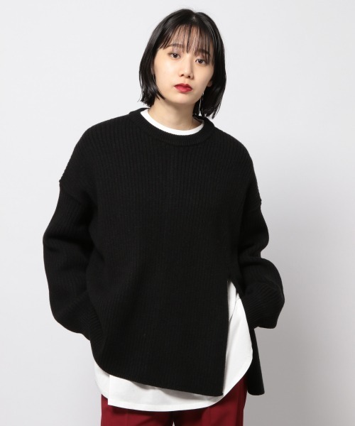 PAGEBOY（ページボーイ）の「フロントスリットプルオーバー（ニット/セーター・レディース・アクア/ブラック/オフホワイト・FREE）」の21枚目の写真
