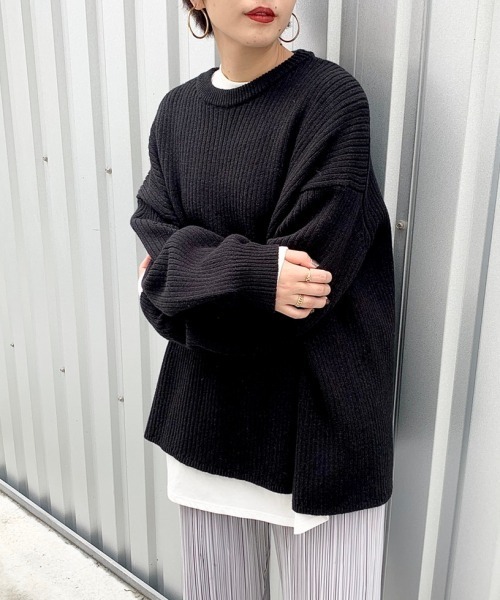 PAGEBOY（ページボーイ）の「フロントスリットプルオーバー（ニット/セーター・レディース・アクア/ブラック/オフホワイト・FREE）」の19枚目の写真