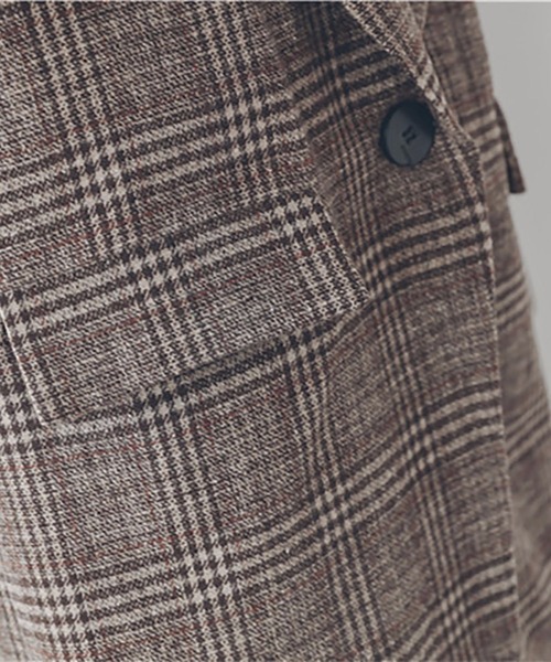 MAISON DE THERESE（メゾン ド テレーズ）の「中綿ダブル　チェック柄　オーバーコート（テーラードジャケット・レディース・グレー/ブラウン/ブラウン系その他・M/S/L/XL）」の4枚目の写真