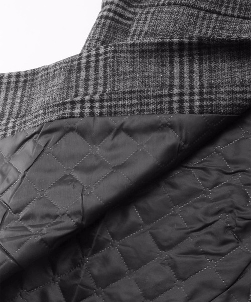 MAISON DE THERESE（メゾン ド テレーズ）の「中綿ダブル　チェック柄　オーバーコート（テーラードジャケット・レディース・グレー/ブラウン/ブラウン系その他・M/S/L/XL）」の6枚目の写真