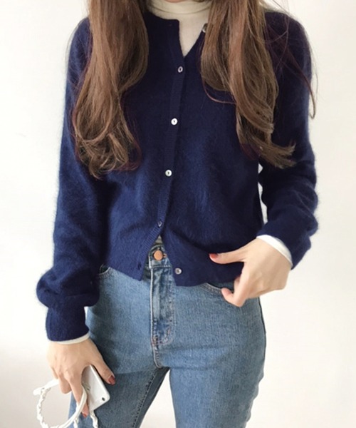 トゥービーシック　カーディガン　タグ付未使用2ウェイ　ボレロ　トップス　ネイビー セール】クルーネックニットカーディガン（カーディガン/ボレロ