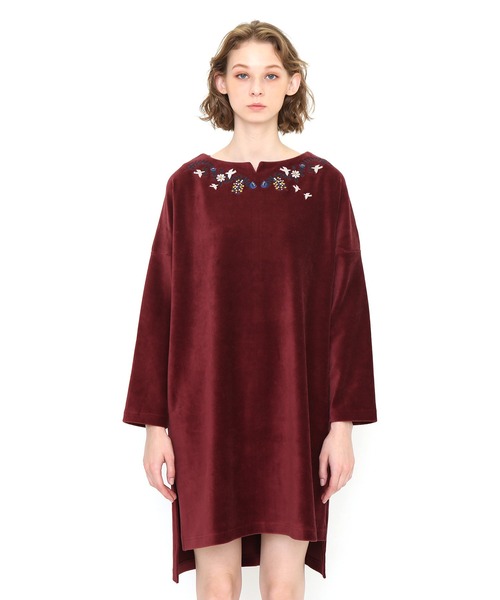 ジャージィコーデュロイワンピース ブレシングバード バーガンディ ワンピース ワンピース Design Design Tshirts Store Graniph デザイン ティーシャツ ストア Tshirts グラニフ のファッション