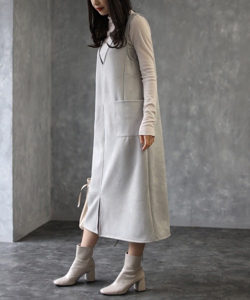 deux amour（ドゥーザムール）の「スエードジャンスカ（ジャンパースカート・レディース・ベージュ/グレー・MEDIUM）」の12枚目の写真