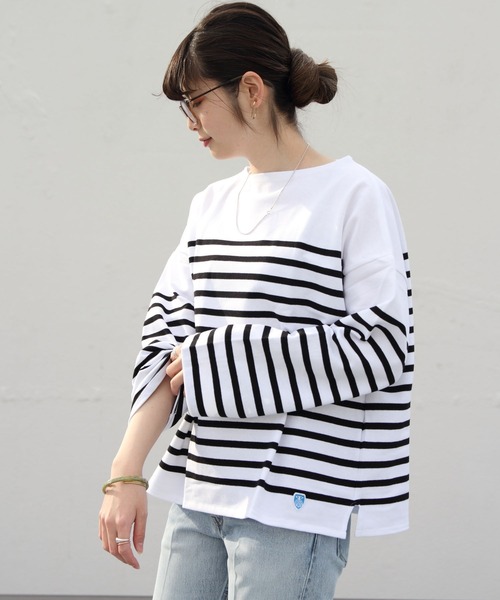 ORCIVAL（オーシバル）の「ORCIVAL/オーシバル　ラッセルボーダーワイドシルエット　RACHEL WIDE #6819（Tシャツ/カットソー・レディース・ブルー/ブラック/オリーブ/チャコールグレー/ベージュ/ダークグリーン/ダークネイビー・1）」の8枚目の写真