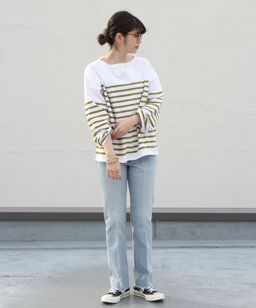 ORCIVAL（オーシバル）の「ORCIVAL/オーシバル　ラッセルボーダーワイドシルエット　RACHEL WIDE #6819（Tシャツ/カットソー・レディース・ブルー/ブラック/オリーブ/チャコールグレー/ベージュ/ダークグリーン/ダークネイビー・1）」の12枚目の写真