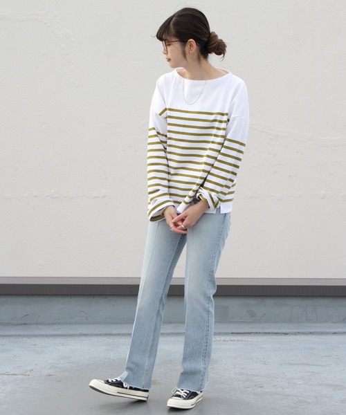 ORCIVAL（オーシバル）の「ORCIVAL/オーシバル　ラッセルボーダーワイドシルエット　RACHEL WIDE #6819（Tシャツ/カットソー・レディース・ブルー/ブラック/オリーブ/チャコールグレー/ベージュ/ダークグリーン/ダークネイビー・1）」の13枚目の写真