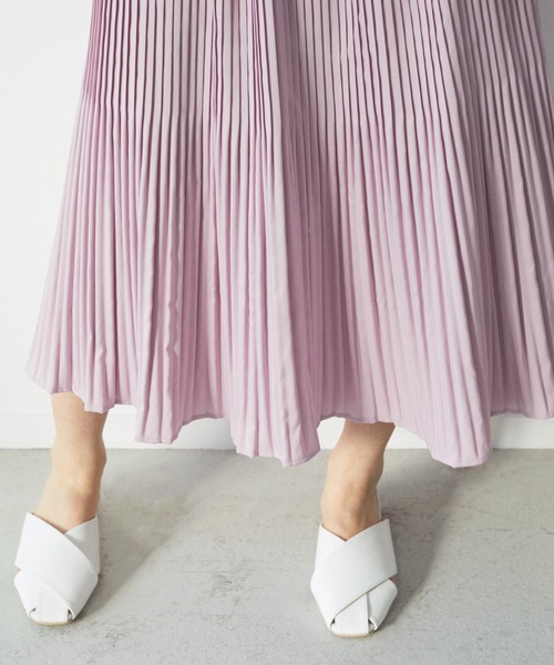 AZUL ENCANTO（アズールエンカント）の「キャンバスプリーツスカート（スカート・レディース・マルチ/オフホワイト/パープル/ライトブラック・FREE）」の3枚目の写真