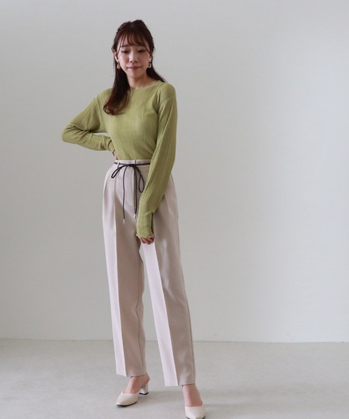Cheek(チーク)の「ランダムリブシアーニット(Tシャツ/カットソー・レディース・アイボリー/ブラック/シルバーグレー/グリーン系その他・MEDIUM)」の14枚目の写真