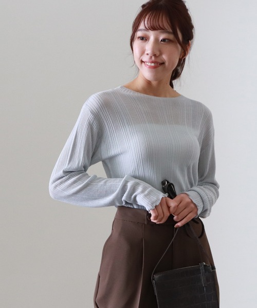 Cheek(チーク)の「ランダムリブシアーニット(Tシャツ/カットソー・レディース・アイボリー/ブラック/シルバーグレー/グリーン系その他・MEDIUM)」の13枚目の写真
