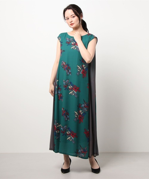 AULA AILA（アウラアイラ）の「ビッグフラワープリントドレス（ドレス・レディース・ホワイト/ブルー/グリーン・0）」の4枚目の写真