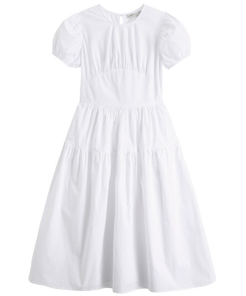 meJane（ミージェーン）の「パフスリーブバックリボン ティアードワンピース（ワンピース・レディース・ホワイト/ブラック・FREE）」の8枚目の写真