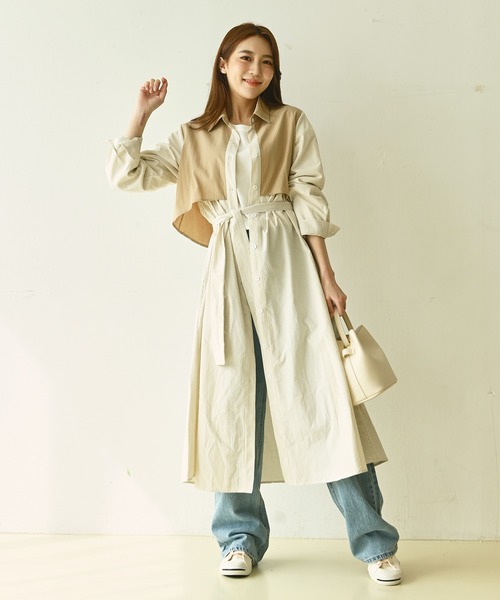me+em select（ミームセレクト）の「トレンチストライプシャツワンピース（シャツワンピース・レディース・ベージュ/ブルー/ブラック・FREE）」の20枚目の写真