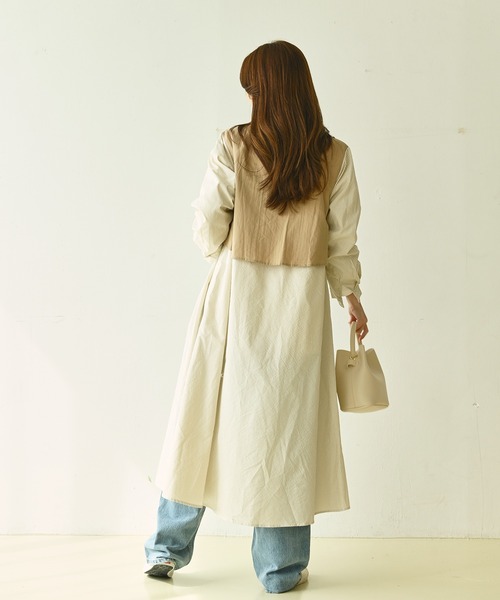 me+em select（ミームセレクト）の「トレンチストライプシャツワンピース（シャツワンピース・レディース・ベージュ/ブルー/ブラック・FREE）」の9枚目の写真