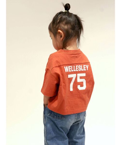 Ungrid（アングリッド）の「Kids バックナンバリングロゴTee（Tシャツ/カットソー・キッズ・オフホワイト/オレンジ/ブルー・100/120）」の6枚目の写真