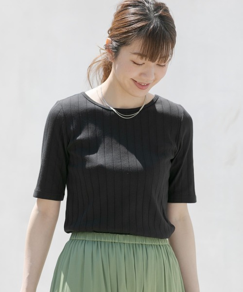 URBAN RESEARCH Sonny Label（アーバンリサーチサニーレーベル）の「【WEB限定】汗ジミ防止UV5分袖Tシャツ（Tシャツ/カットソー・レディース・ベージュ系その他/ホワイト系その他/グリーン/ブラック・FREE）」の3枚目の写真