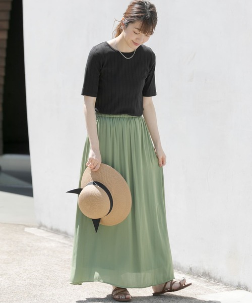 URBAN RESEARCH Sonny Label（アーバンリサーチサニーレーベル）の「【WEB限定】汗ジミ防止UV5分袖Tシャツ（Tシャツ/カットソー・レディース・ベージュ系その他/ホワイト系その他/グリーン/ブラック・FREE）」の10枚目の写真