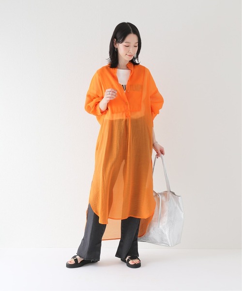 JOINT WORKS（ジョイントワークス）の「J-シアーブザムシャツワンピース（シャツワンピース・レディース・オレンジ/チャコールグレー/ダークパープル・FREE）」の8枚目の写真