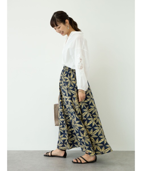 Green Parks(グリーンパークス)の「Iインドプリントギャザースカート*(スカート・レディース・ブラック/ネイビー/レッド・FREE)」の12枚目の写真