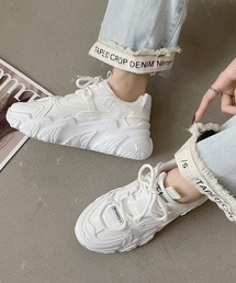 軽量厚底 ボリュームソール レースアップスニーカー 07