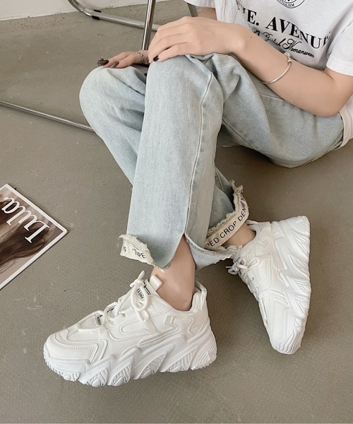 Shoes in Closet（シューズインクローゼット）の「軽量厚底 ボリュームソール レースアップスニーカー 07（スニーカー・レディース・ベージュ/ホワイト/ブラック・M/L/S/LL/3L/XS）」の19枚目の写真