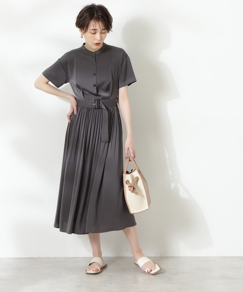 N.(N. Natural Beauty Basic)(エヌエヌナチュラルビューティーベーシック)の「【S Size Line】◆半袖プリーツシャツワンピース(シャツワンピース・レディース・グレー/ブルー/ピンク・SMALL/MEDIUM)」の7枚目の写真
