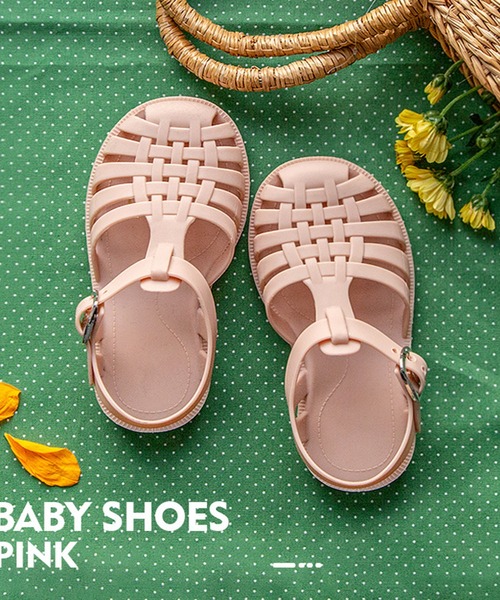 aimoha（アイモハ）の「編み風 編みメッシュネックベルトフラットサンダル（サンダル・キッズ・ブラウン/グリーン/ネイビー/ピンク・14/15 /18/17/16/19）」の4枚目の写真