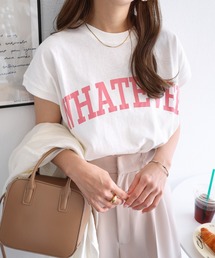 コットン天竺ロゴプリントフレンチスリーブTシャツ