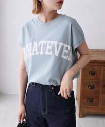 コットン天竺ロゴプリントフレンチスリーブTシャツ