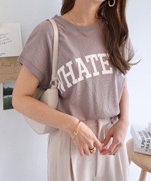 コットン天竺ロゴプリントフレンチスリーブTシャツ