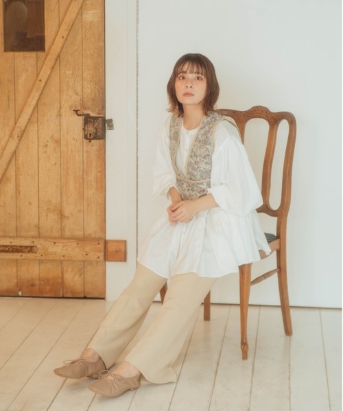 nemne store（ネンネストア）の「のんびり過ごすフレアカラーパンツ（スラックス・レディース・オレンジ/ブルー/ライトグリーン/アイボリー/マスタード・SMALL/MEDIUM）」の14枚目の写真